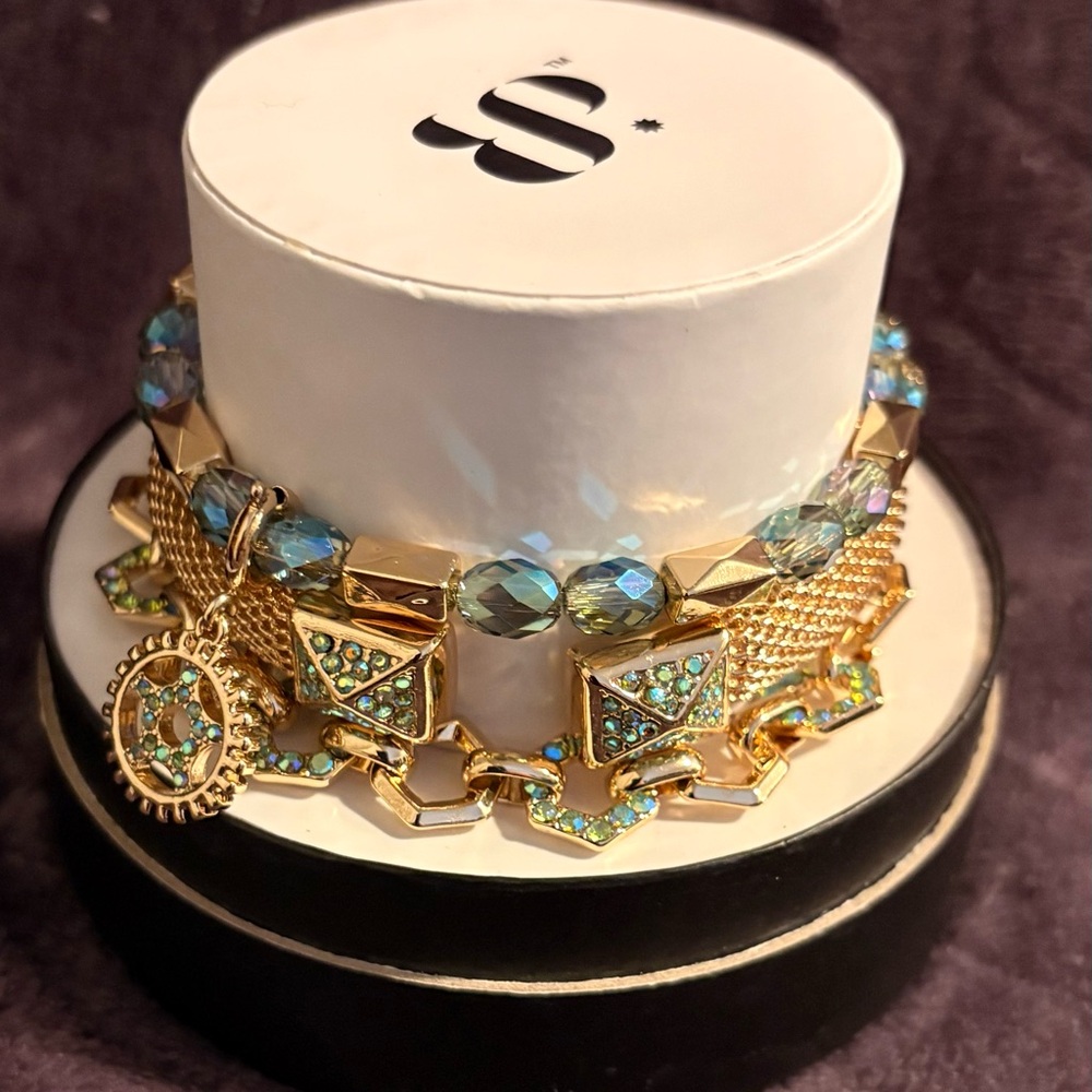 Halloween Stack 2025 Gold and Blue Charm Bracelet Set